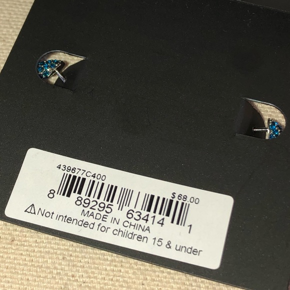 Kurt Geiger NWT & Bag Blue Crystal Pave Wave Huggie Earrings - Picture 9 of 9